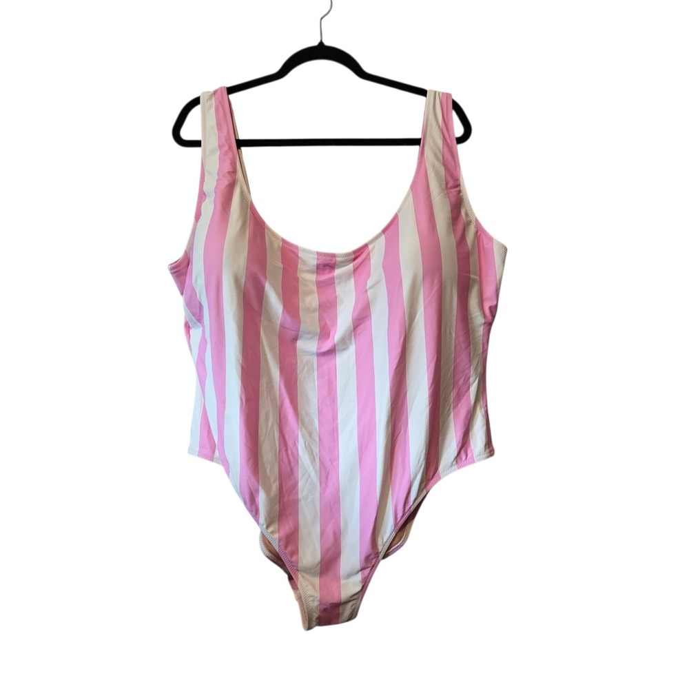 J Crew NWT‎ Striped One Piece Swimsuit Women's 24 Pink White Beach Bathing Suit